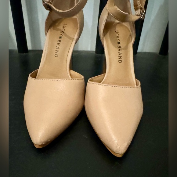 Lucky Brand Women's Natural Tukko D'orsay Ankle Strap Heels - Size 4M/33 - Picture 3 of 6